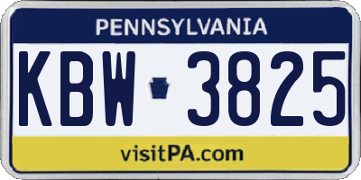 PA license plate KBW3825