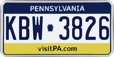 PA license plate KBW3826