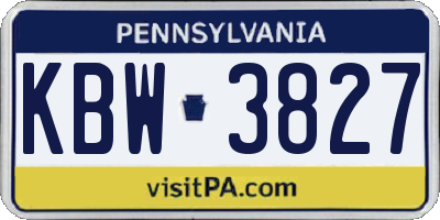PA license plate KBW3827