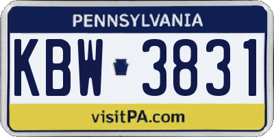 PA license plate KBW3831