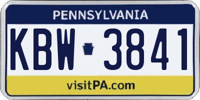 PA license plate KBW3841