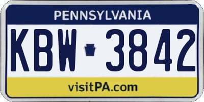 PA license plate KBW3842