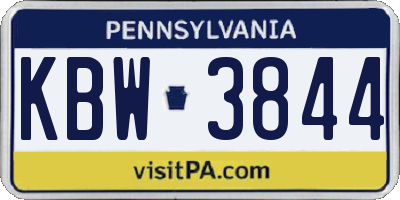 PA license plate KBW3844