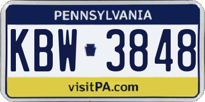PA license plate KBW3848