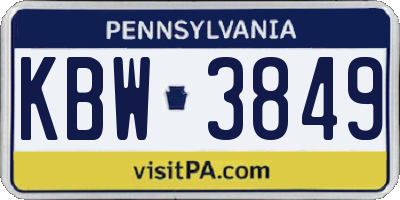 PA license plate KBW3849