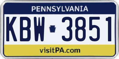 PA license plate KBW3851