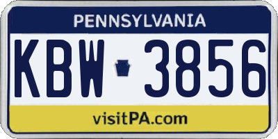 PA license plate KBW3856