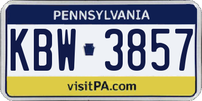 PA license plate KBW3857