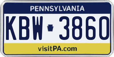 PA license plate KBW3860