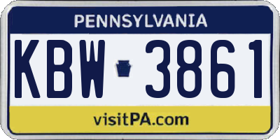 PA license plate KBW3861