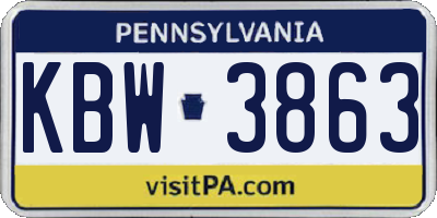 PA license plate KBW3863