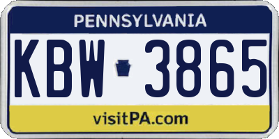PA license plate KBW3865