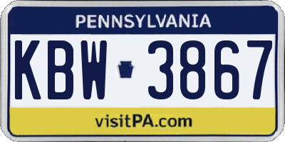 PA license plate KBW3867