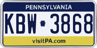 PA license plate KBW3868
