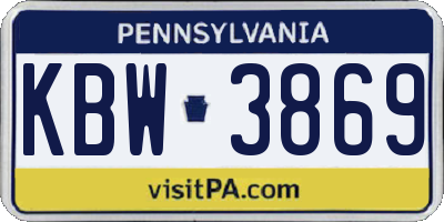 PA license plate KBW3869