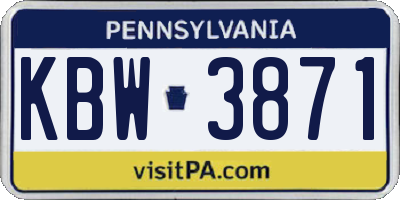 PA license plate KBW3871