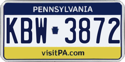 PA license plate KBW3872