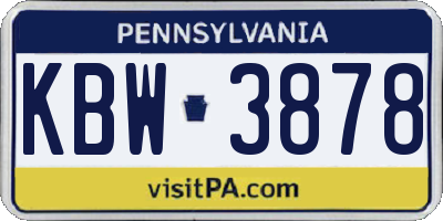 PA license plate KBW3878