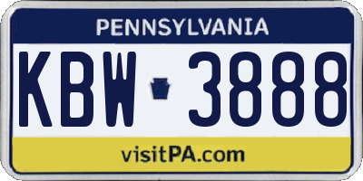 PA license plate KBW3888
