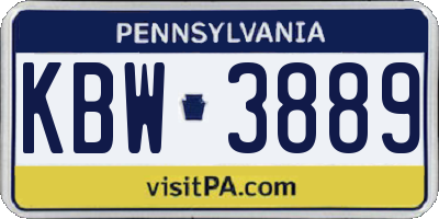 PA license plate KBW3889