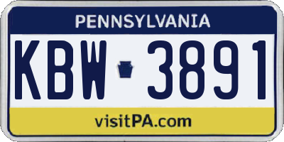 PA license plate KBW3891