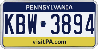 PA license plate KBW3894