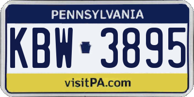 PA license plate KBW3895
