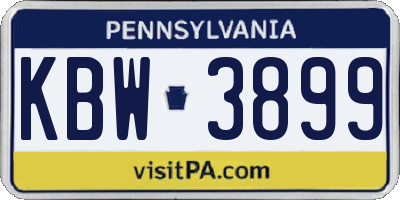 PA license plate KBW3899
