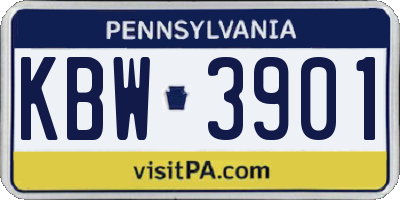 PA license plate KBW3901