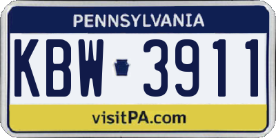 PA license plate KBW3911