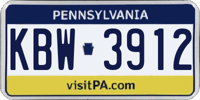 PA license plate KBW3912