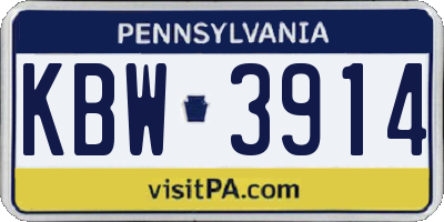 PA license plate KBW3914