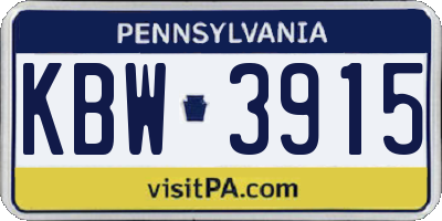 PA license plate KBW3915