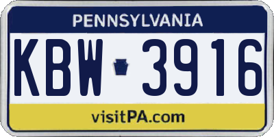 PA license plate KBW3916