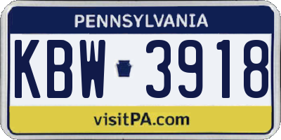 PA license plate KBW3918