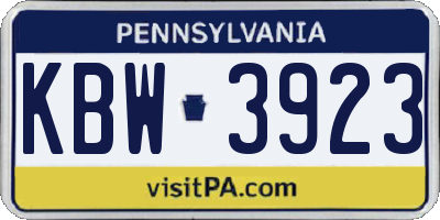 PA license plate KBW3923