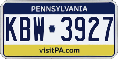 PA license plate KBW3927