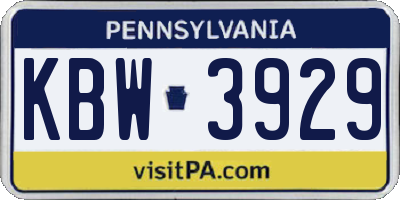 PA license plate KBW3929