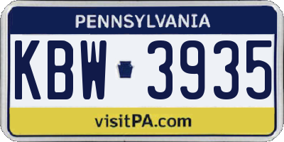 PA license plate KBW3935