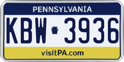 PA license plate KBW3936