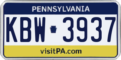 PA license plate KBW3937