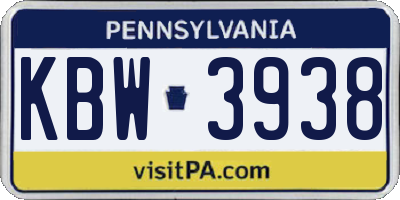 PA license plate KBW3938