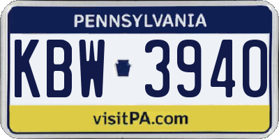 PA license plate KBW3940