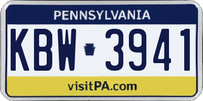 PA license plate KBW3941