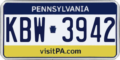PA license plate KBW3942