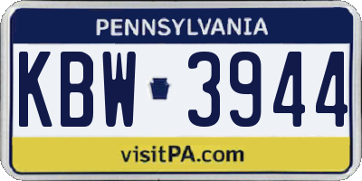 PA license plate KBW3944