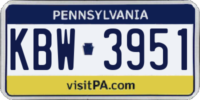 PA license plate KBW3951