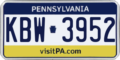 PA license plate KBW3952
