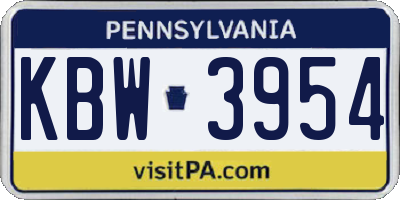 PA license plate KBW3954