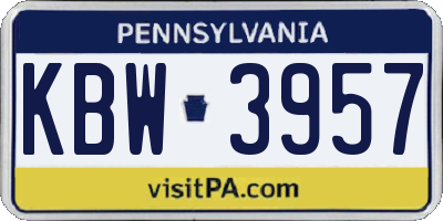 PA license plate KBW3957